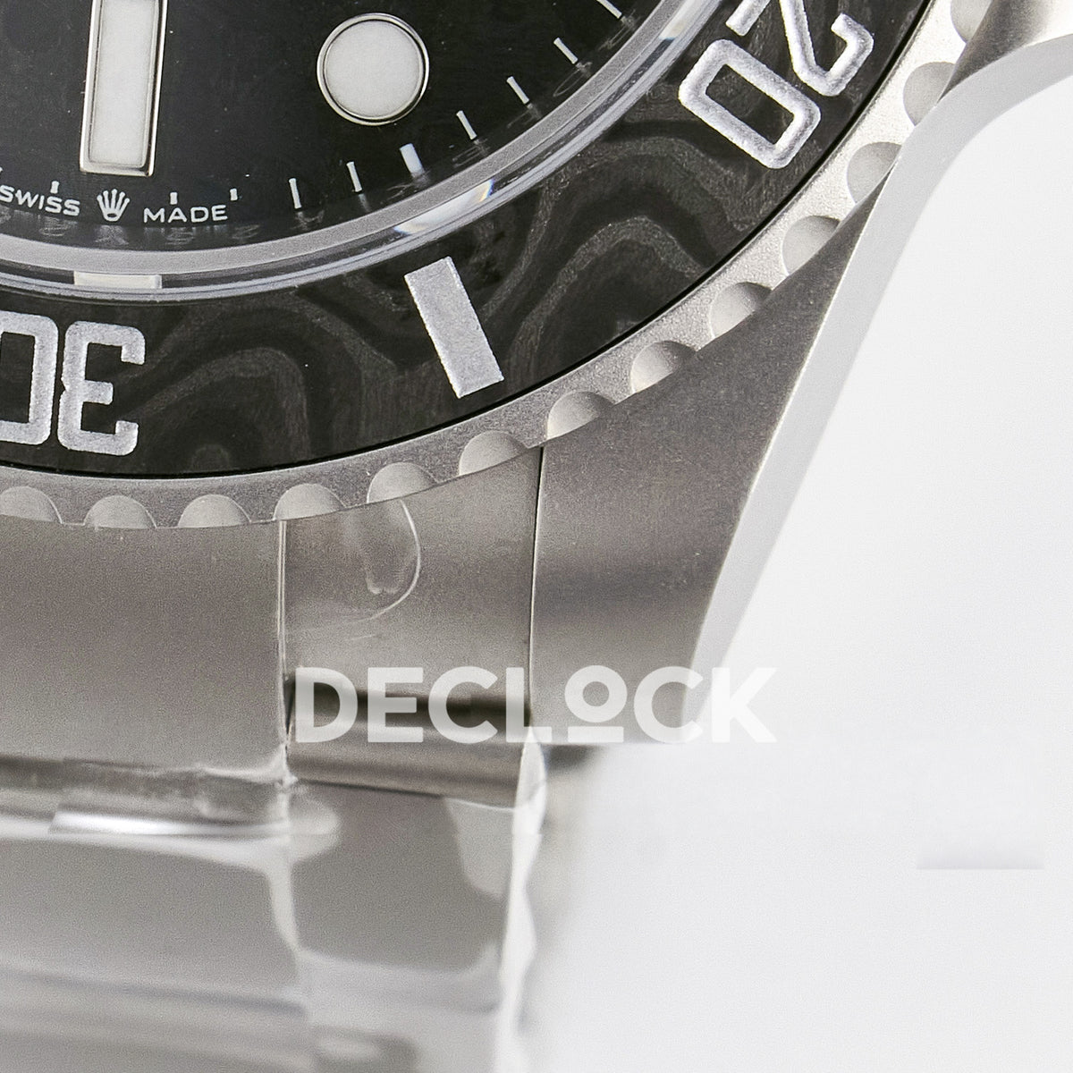 Rolex Submariner Custom DIW Sandblasted Black Carbon VSF VS3135 replica - case close up