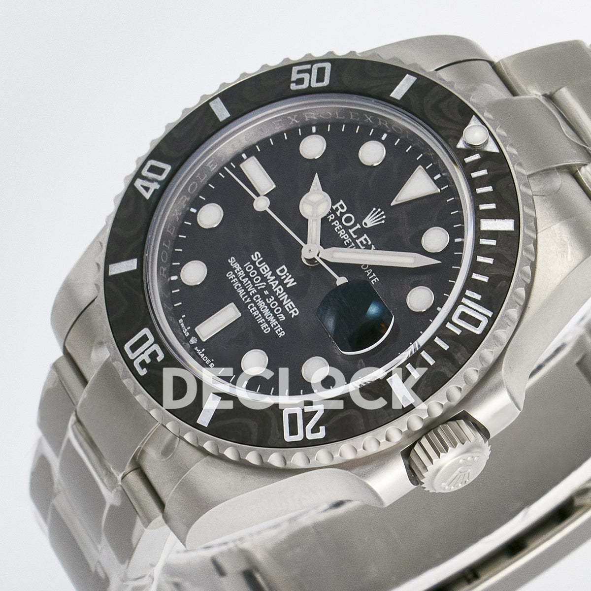 Rolex Submariner Custom DIW Sandblasted Black Carbon VSF VS3135 replica - crown side front