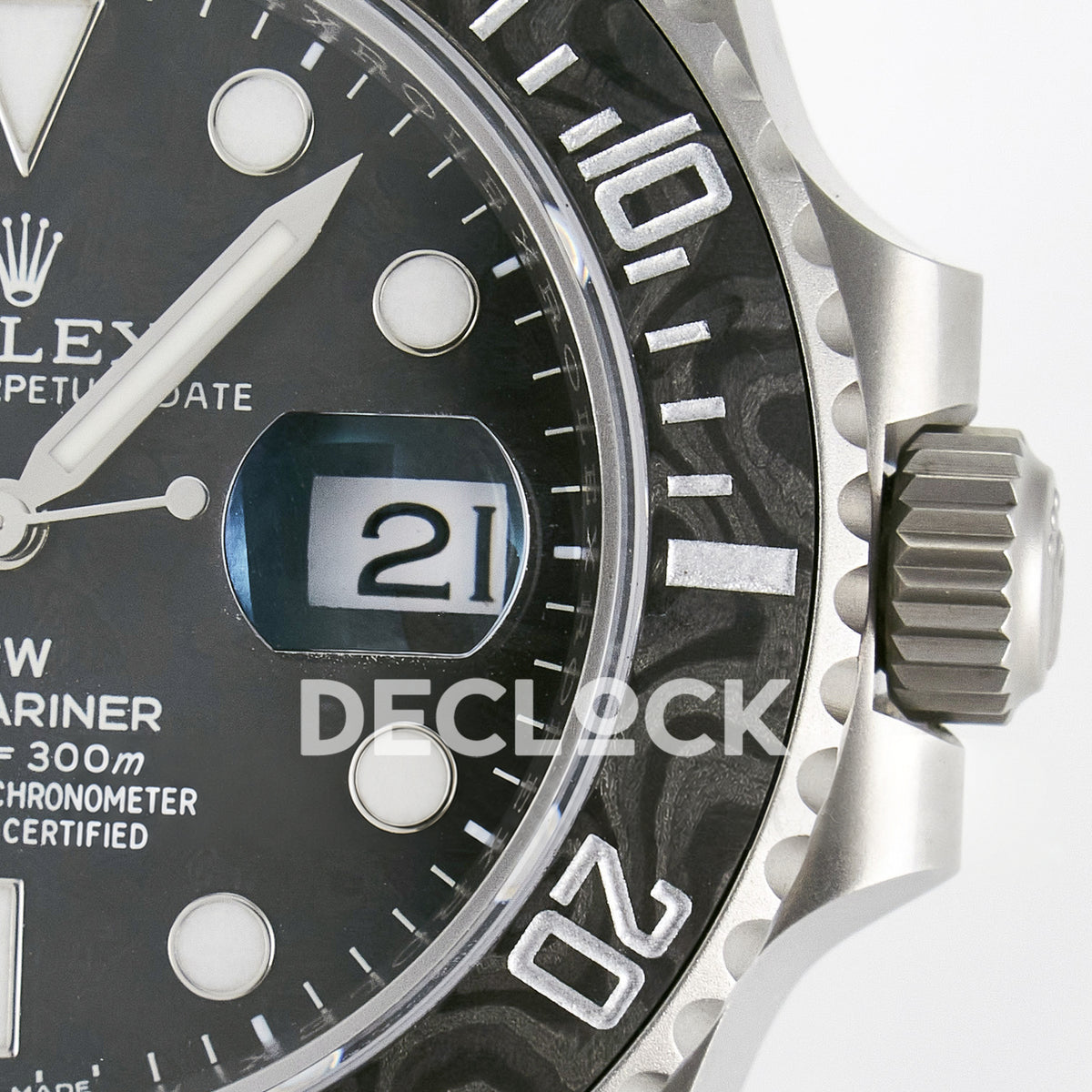 Rolex Submariner Custom DIW Sandblasted Black Carbon VSF VS3135 replica - dial and crown