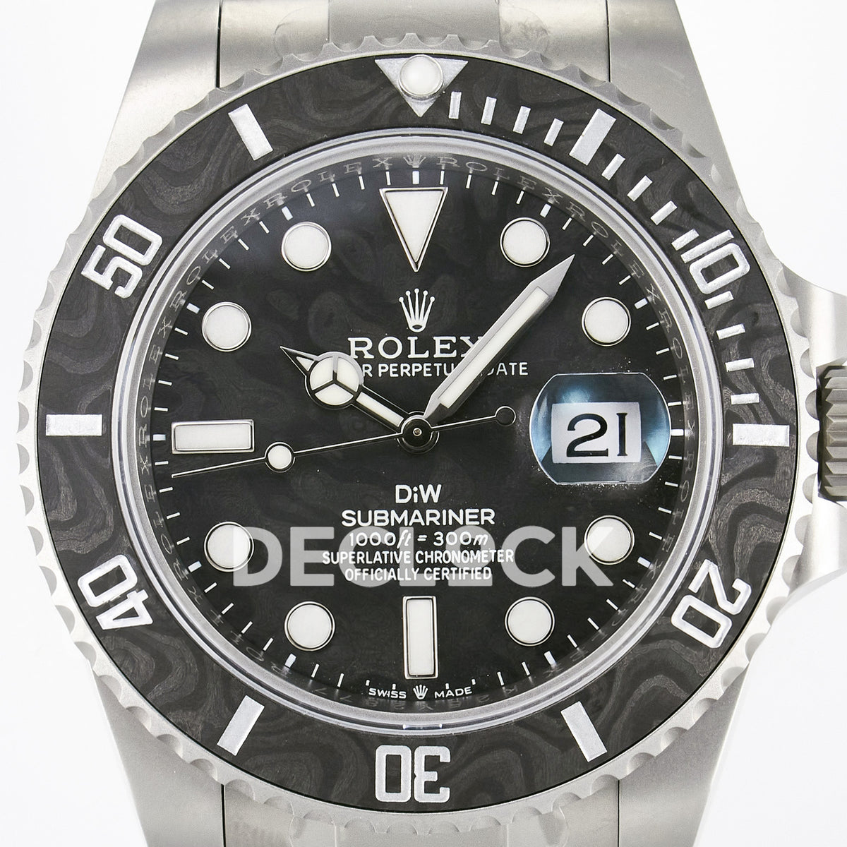 Rolex Submariner Custom DIW Sandblasted Black Carbon VSF VS3135 replica - dial close up