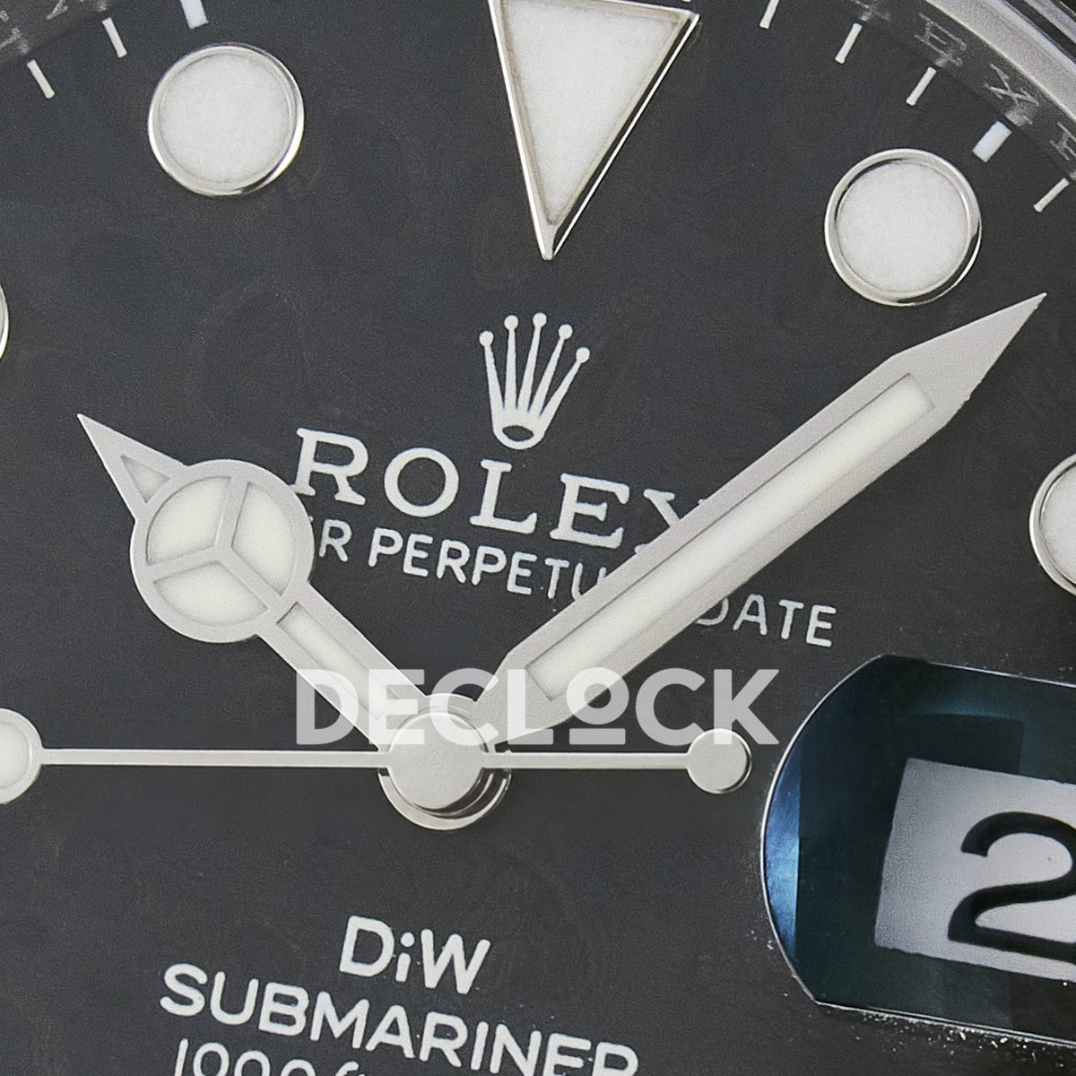 Rolex Submariner Custom DIW Sandblasted Black Carbon VSF VS3135 replica - hands close up