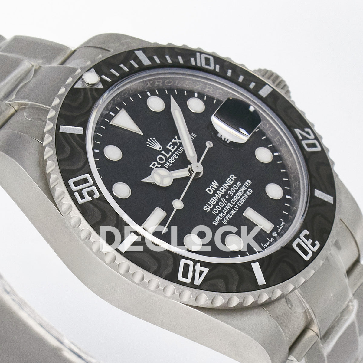 Rolex Submariner Custom DIW Sandblasted Black Carbon VSF VS3135 replica - opposite angled front