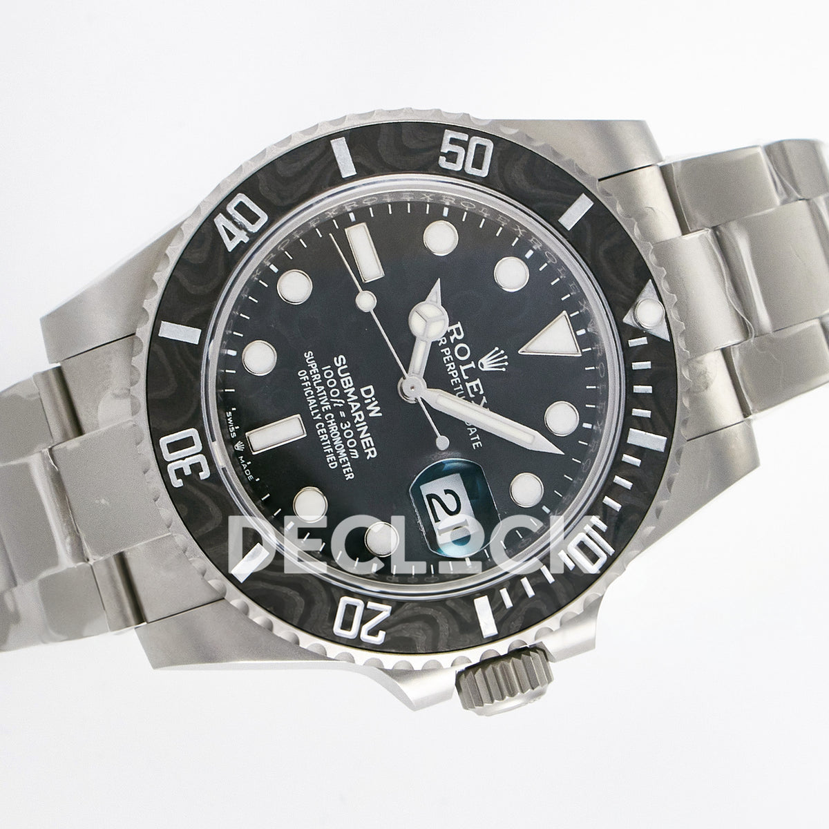 Rolex Submariner Custom DIW Sandblasted Black Carbon VSF VS3135 replica - rotated front