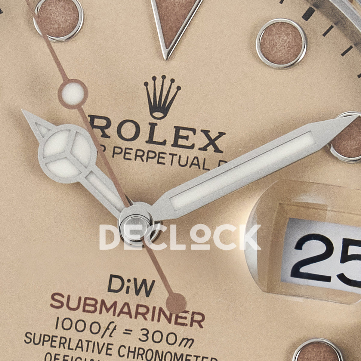 Rolex Submariner Custom DIW Sandblasted Brown Dial VSF VS3135 replica - hands close up