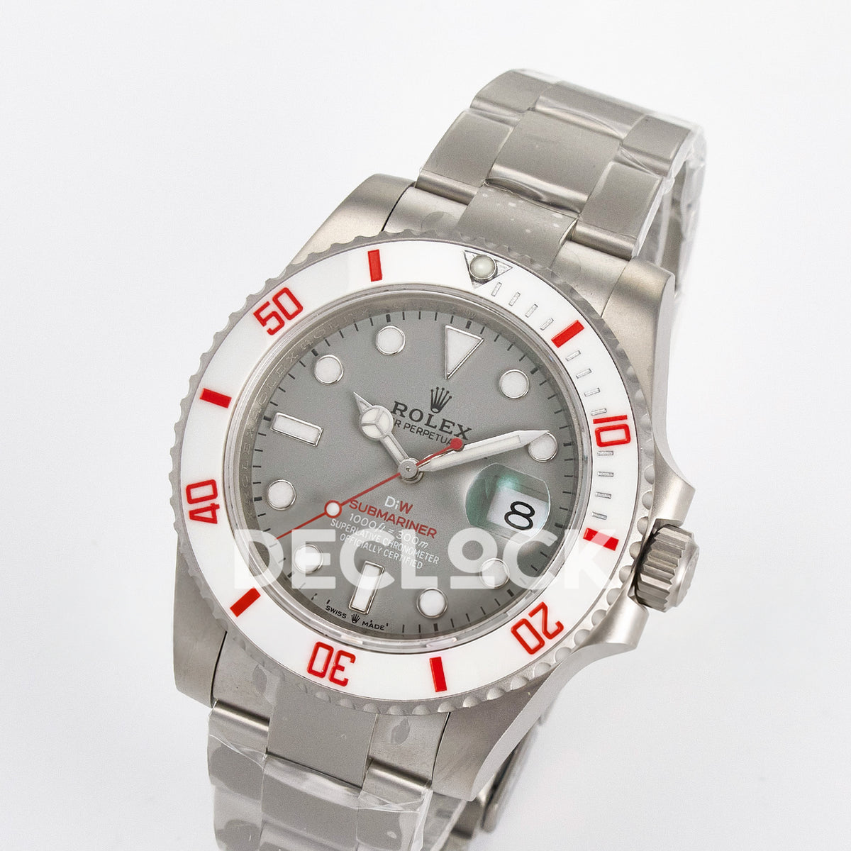 Rolex Submariner Custom DIW Sandblasted Gray Dial White Bezel VSF VS3135 replica - angled front