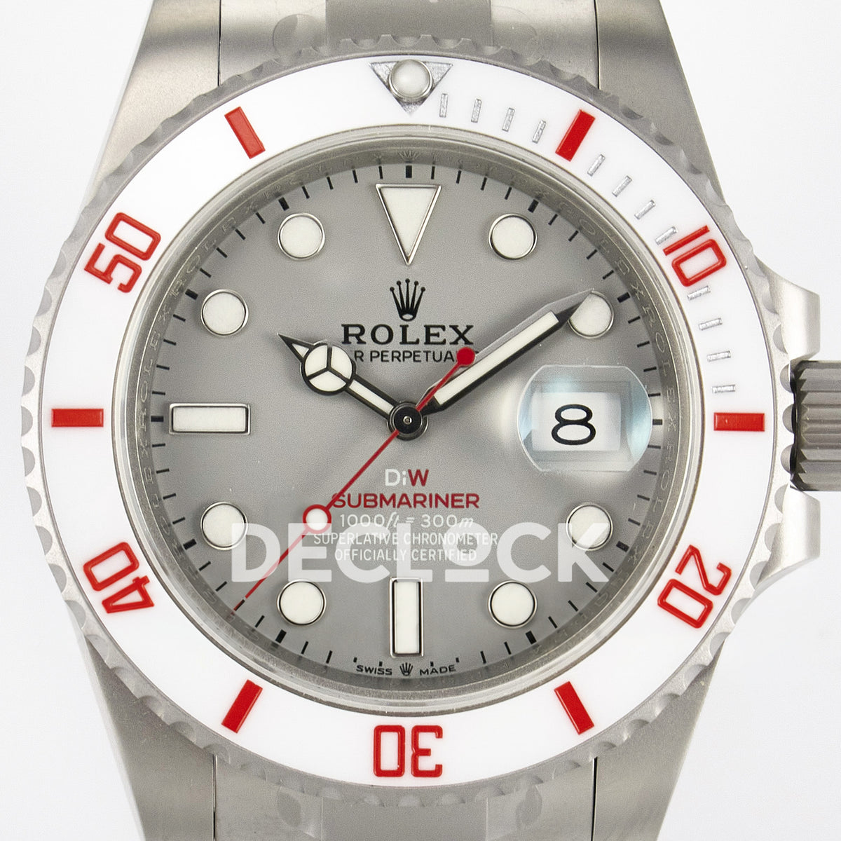 Rolex Submariner Custom DIW Sandblasted Gray Dial White Bezel VSF VS3135 replica - dial close up