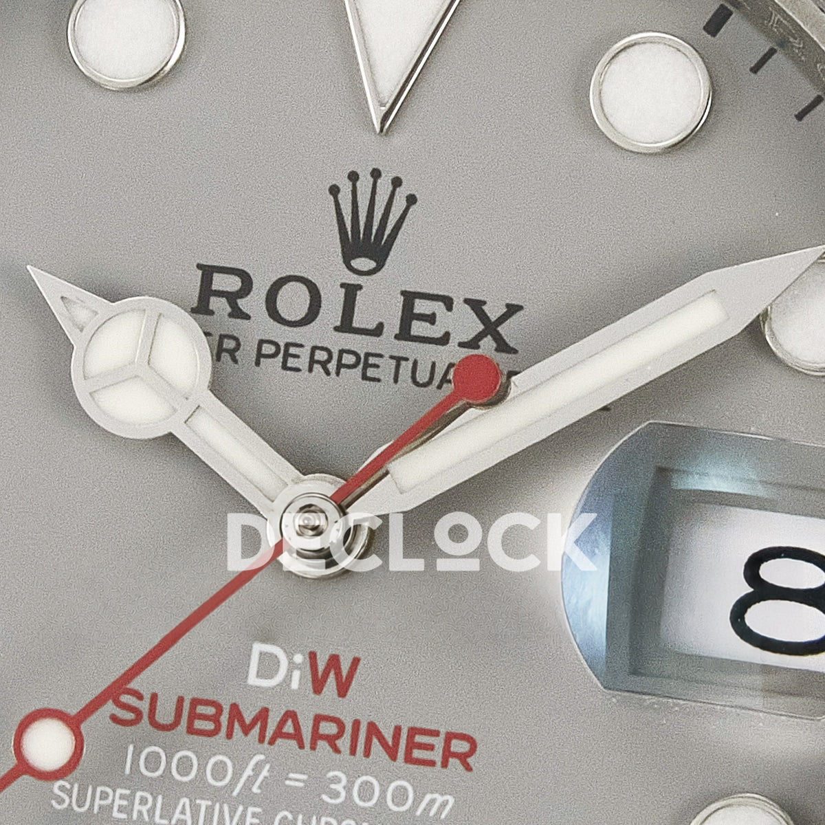 Rolex Submariner Custom DIW Sandblasted Gray Dial White Bezel VSF VS3135 replica - hands close up