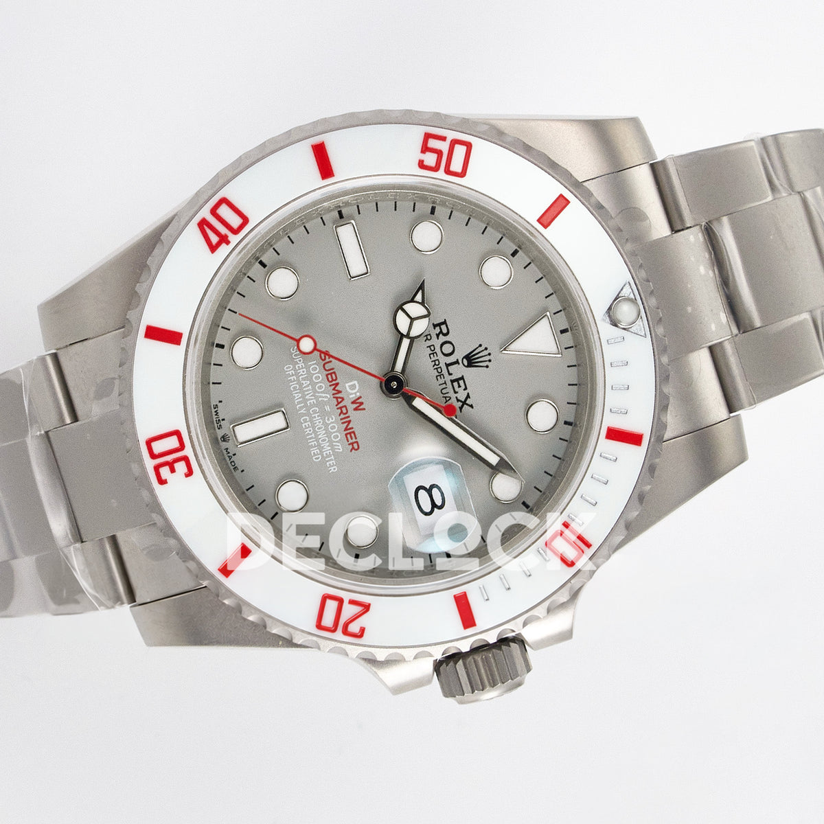 Rolex Submariner Custom DIW Sandblasted Gray Dial White Bezel VSF VS3135 replica - rotated front