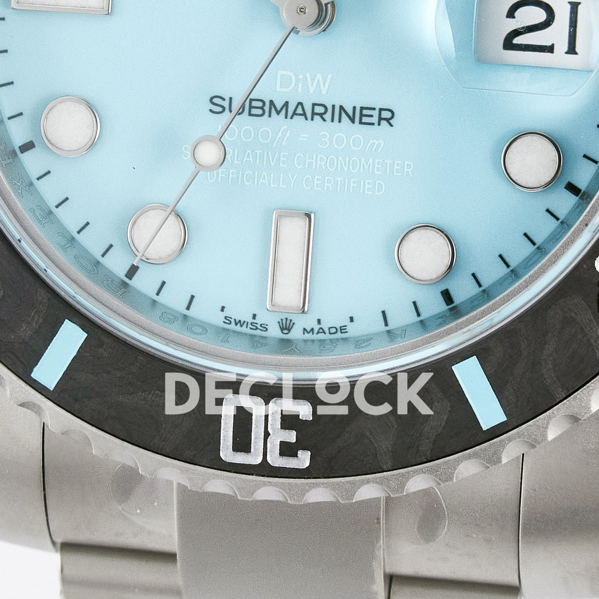 Rolex Submariner Custom DIW Sandblasted Tiffany Blue VSF VS3135 replica - carbon bezel
