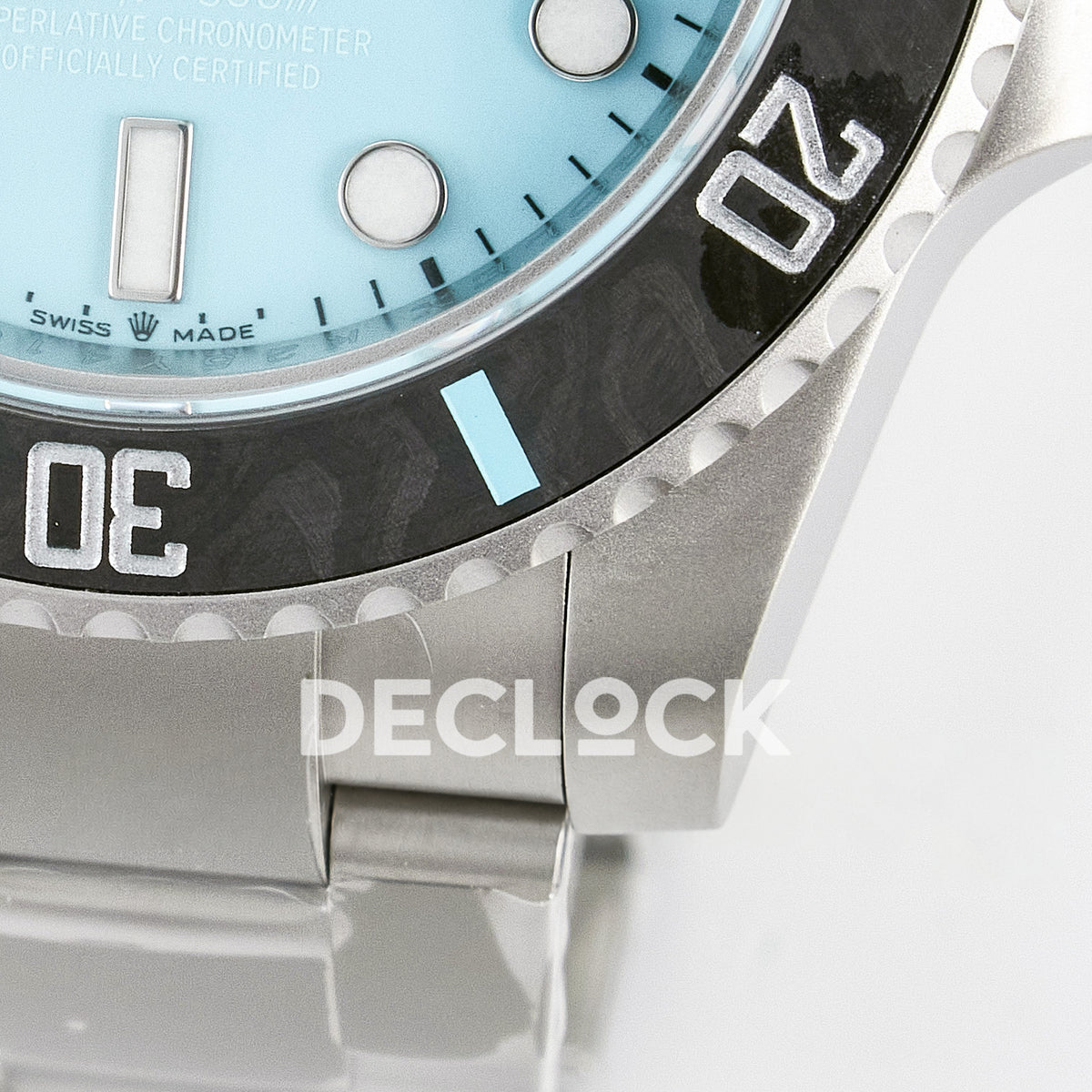 Rolex Submariner Custom DIW Sandblasted Tiffany Blue VSF VS3135 replica - case close up