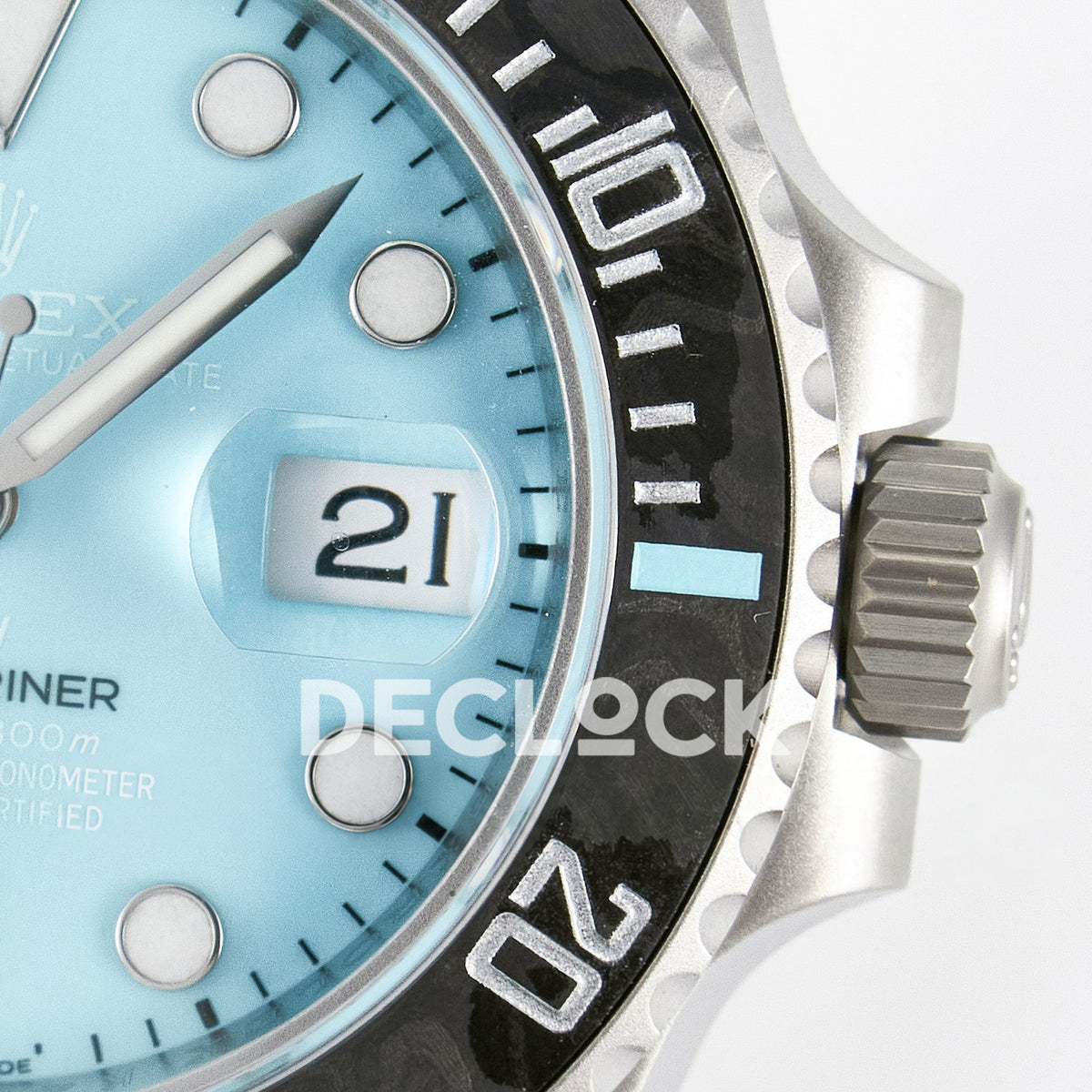 Rolex Submariner Custom DIW Sandblasted Tiffany Blue VSF VS3135 replica - dial and crown