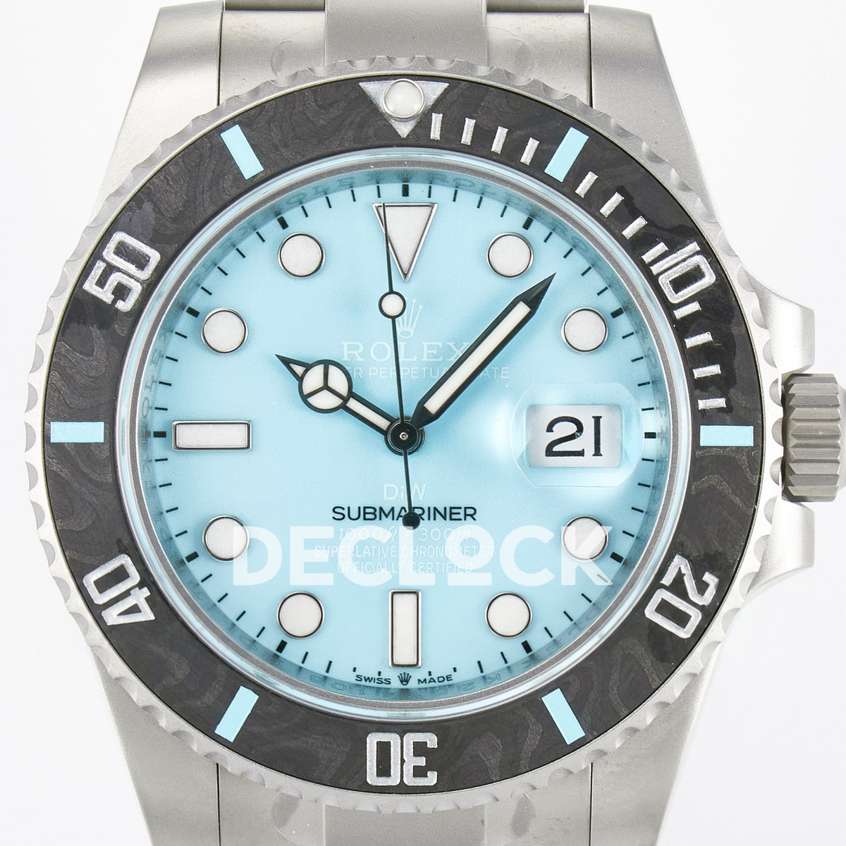Rolex Submariner Custom DIW Sandblasted Tiffany Blue VSF VS3135 replica - dial close up