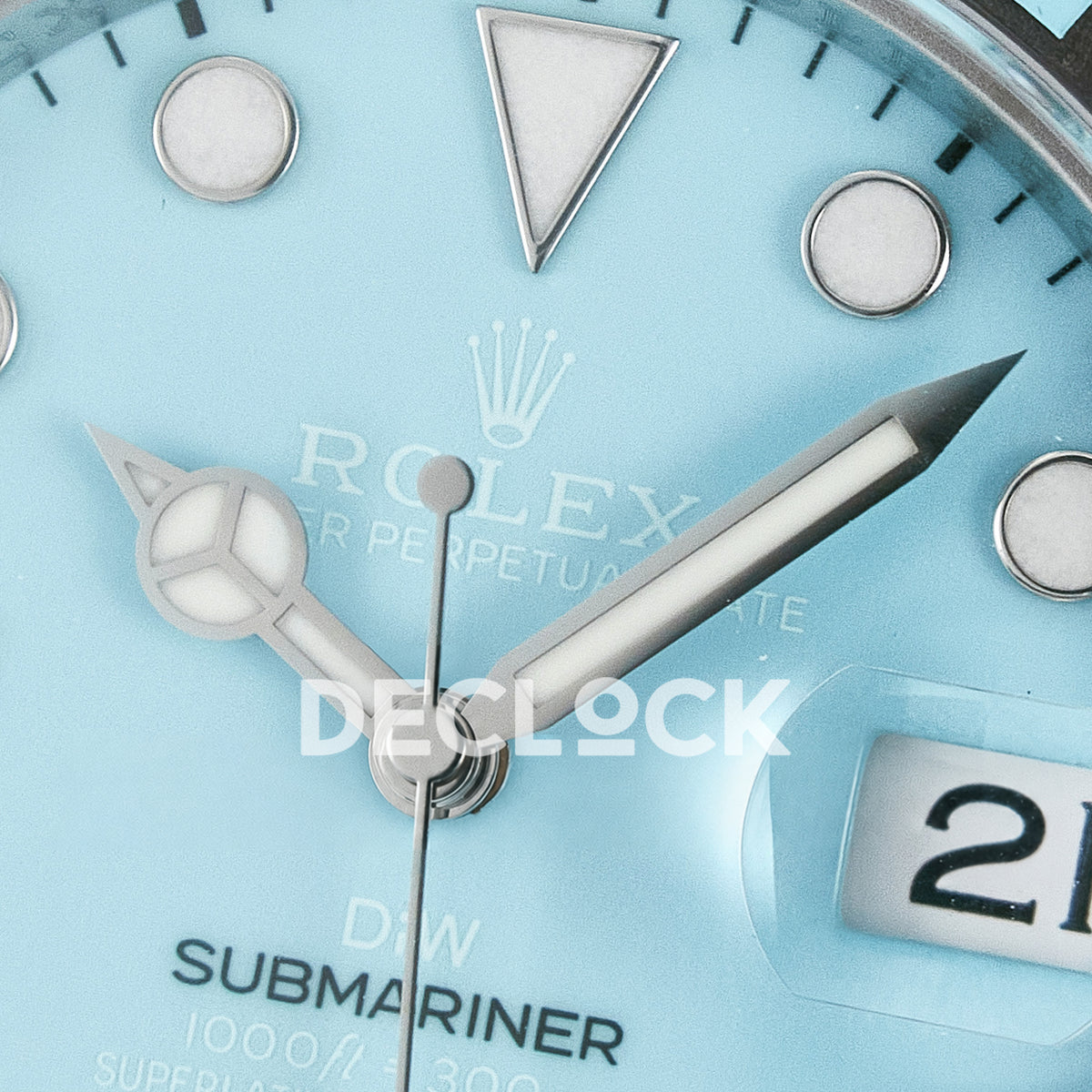 Rolex Submariner Custom DIW Sandblasted Tiffany Blue VSF VS3135 replica - hands close up