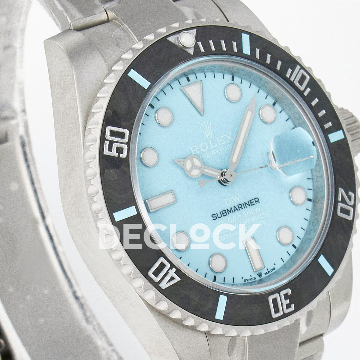 Rolex Submariner Custom DIW Sandblasted Tiffany Blue VSF VS3135 replica - opposite front