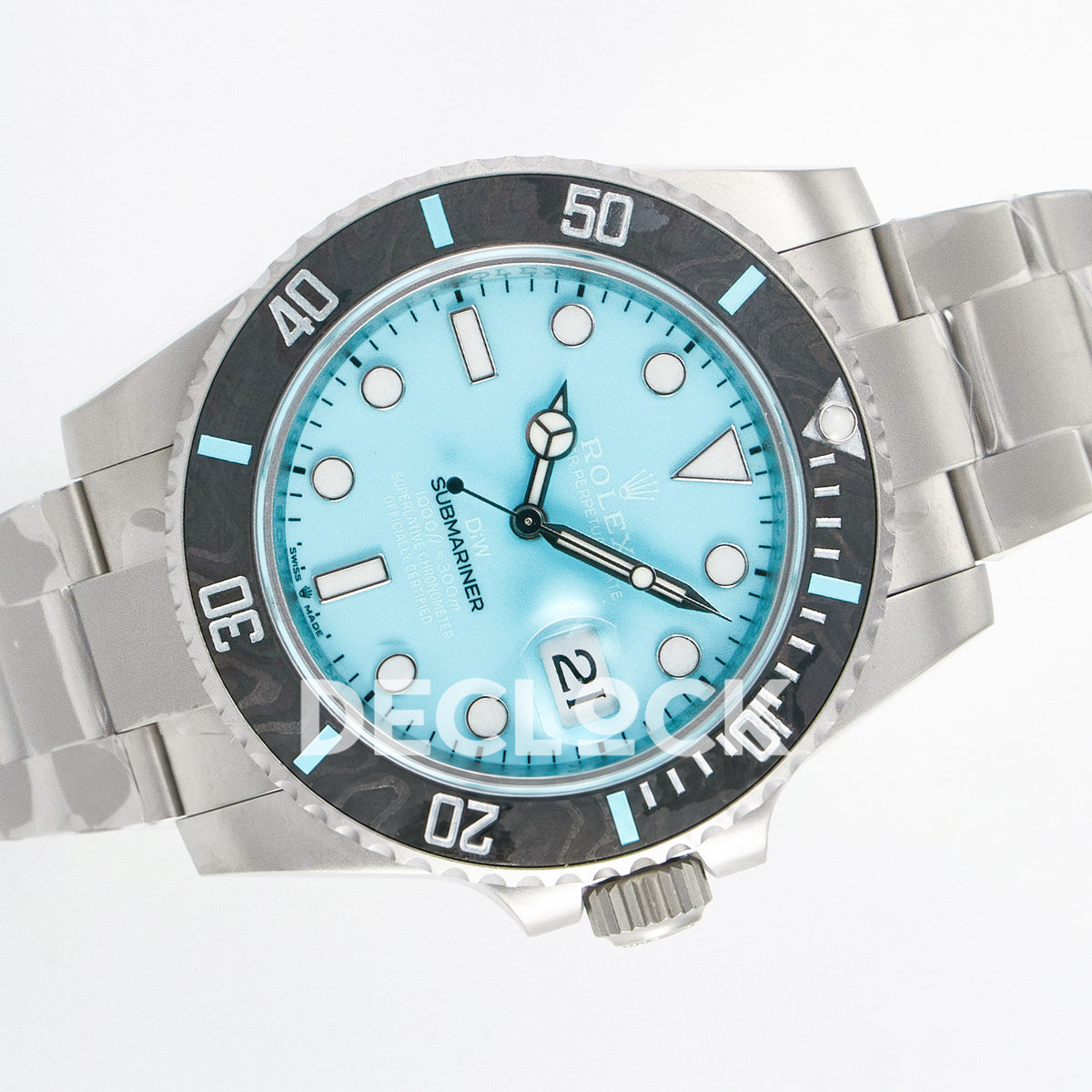Rolex Submariner Custom DIW Sandblasted Tiffany Blue VSF VS3135 replica - rotated front