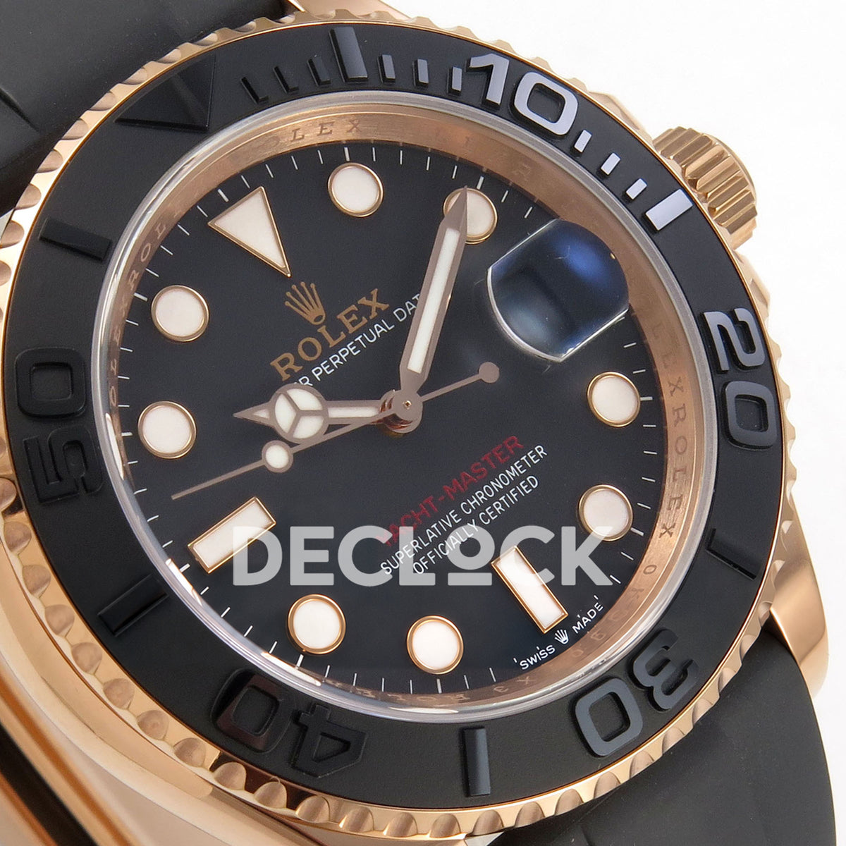 Rolex Yacht-Master 126655 WF replica, dial and ceramic bezel detail