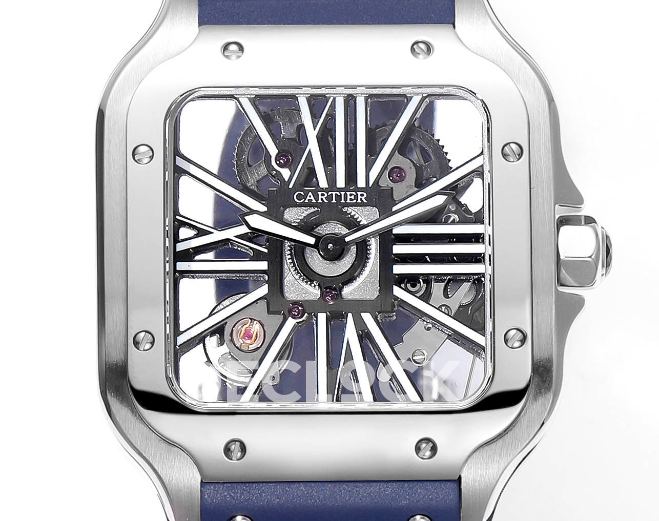 Santos de Cartier Skeleton SS Blue Strap