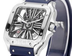 Santos de Cartier Skeleton SS Blue Strap