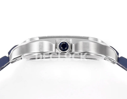Replica Cartier Santos de Cartier Skeleton SS Blue Strap |  Declock.