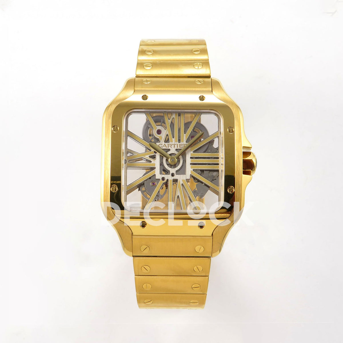 Cartier Santos Watch Skeleton Dial in Full Gold Replica Watch