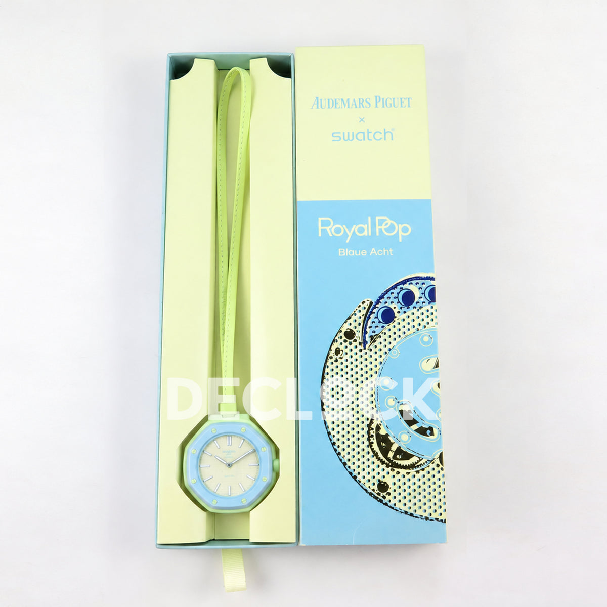 Swatch × Audemars Piguet Royal Pop Blaue Acht Replica — watch and packaging