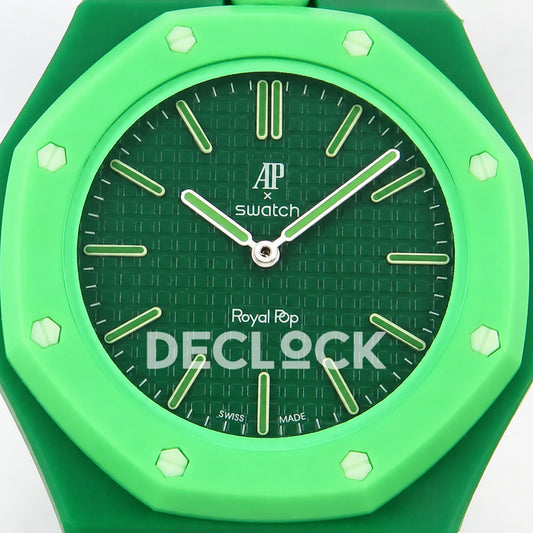 Swatch × Audemars Piguet Royal Pop Green Eight Replica — dial close-up