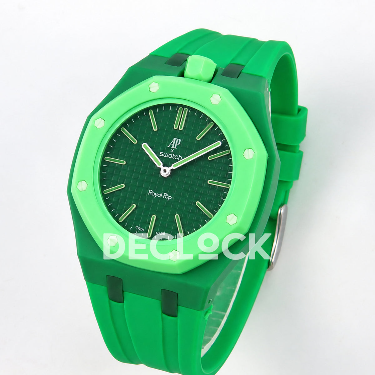 Swatch × Audemars Piguet Royal Pop Green Eight Replica — three-quarter view