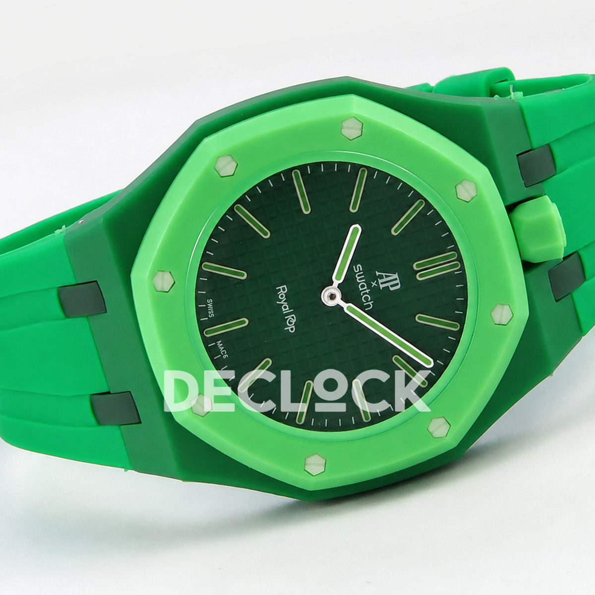 Swatch × Audemars Piguet Royal Pop Green Eight Replica — horizontal profile