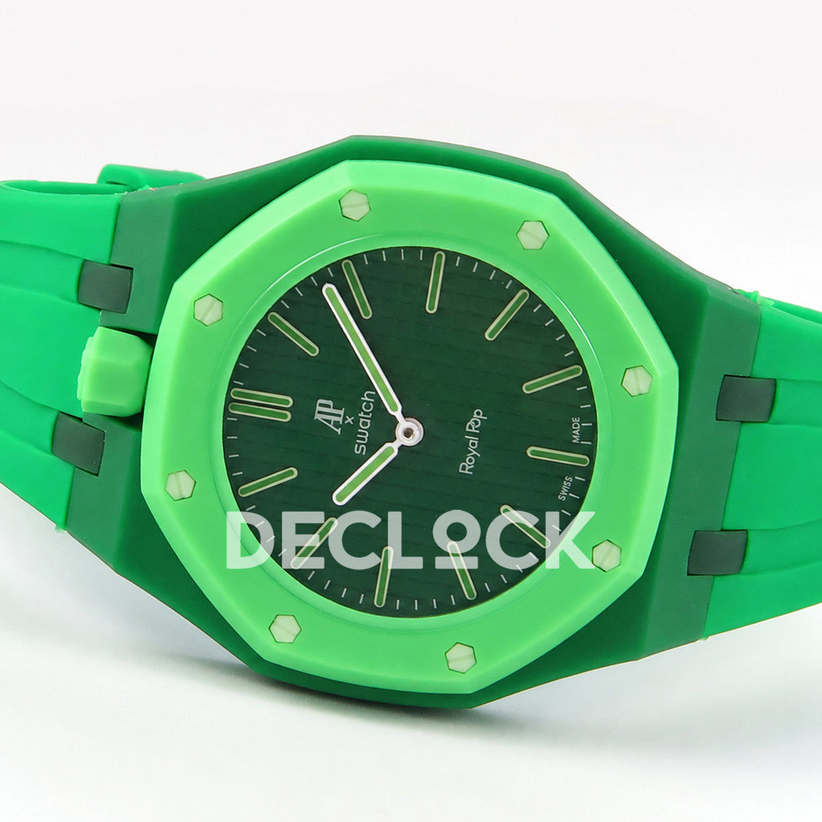 Swatch × Audemars Piguet Royal Pop Green Eight Replica — horizontal dial view