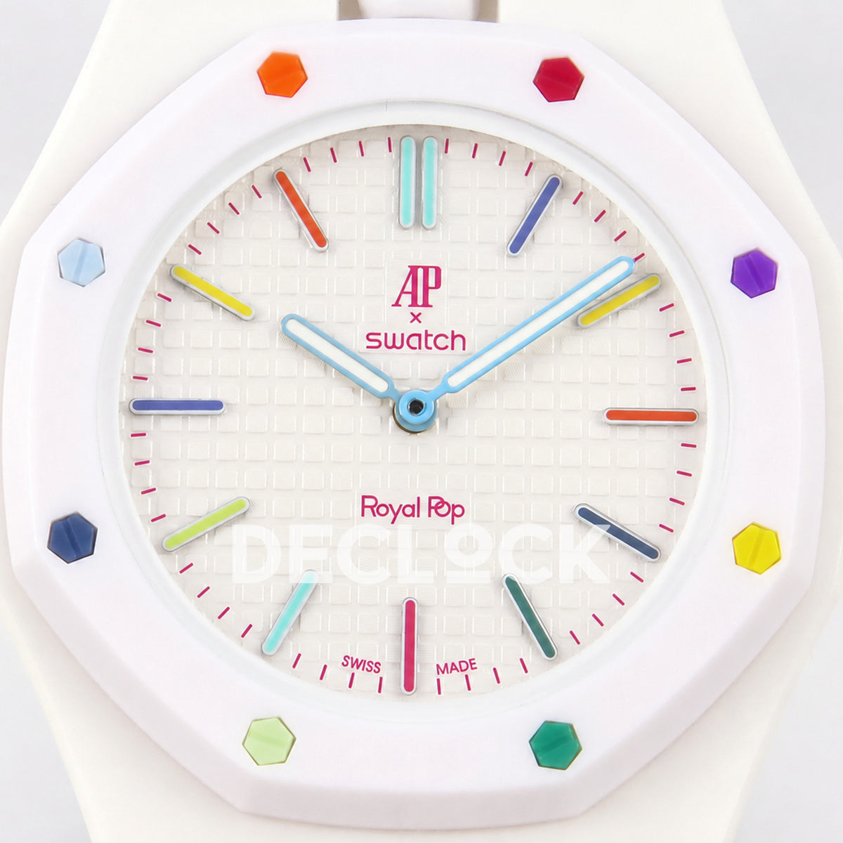 Swatch × Audemars Piguet Royal Pop Huit Blanc Replica — dial close-up