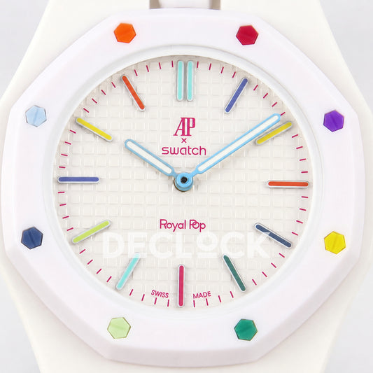 Swatch × Audemars Piguet Royal Pop Huit Blanc Replica — dial close-up