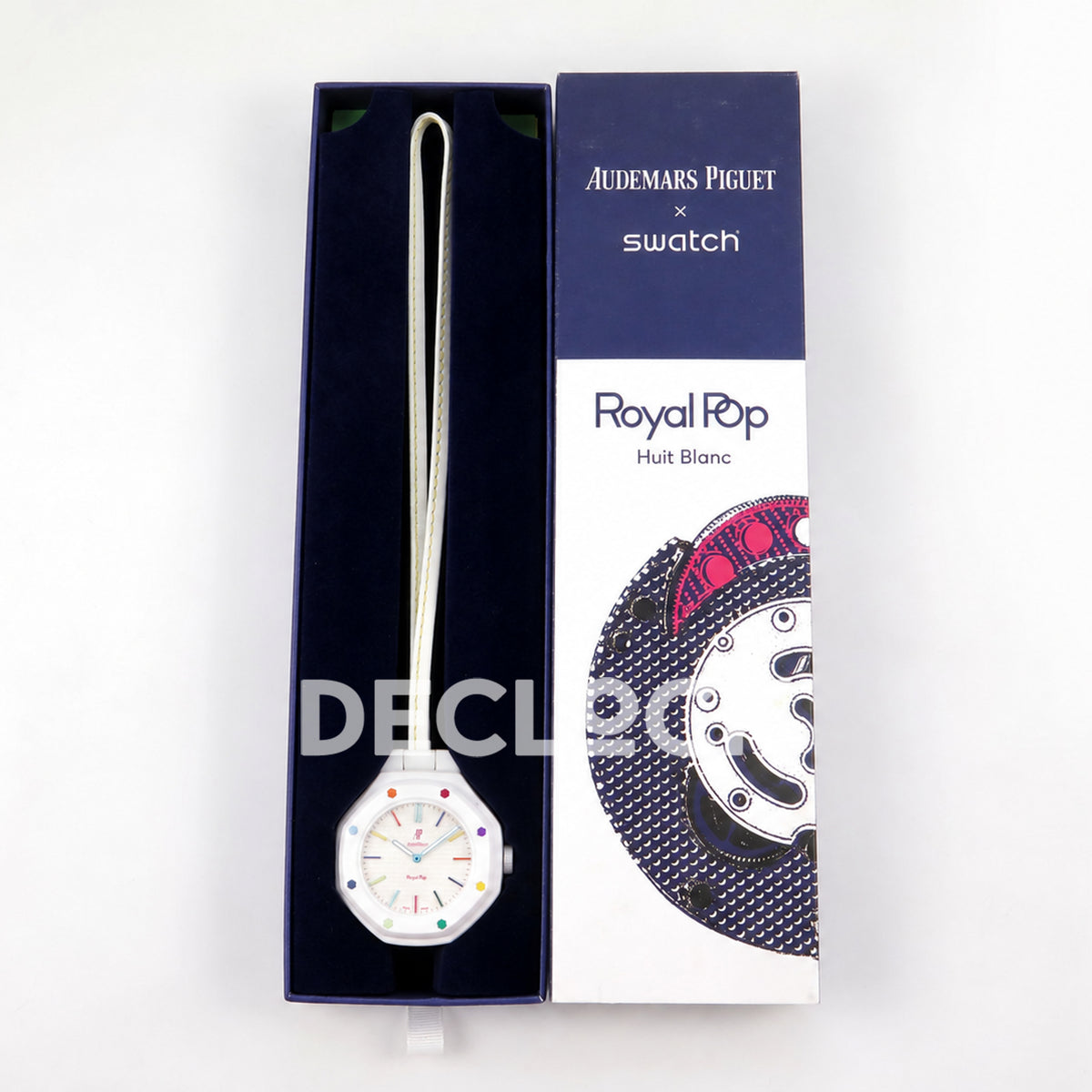 Swatch × Audemars Piguet Royal Pop Huit Blanc Replica — watch and packaging