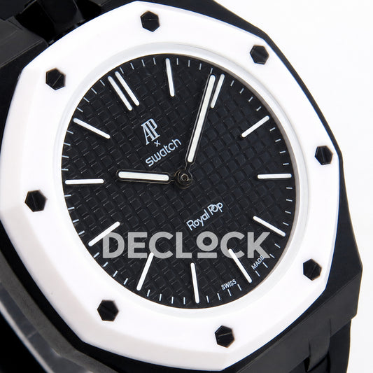 Swatch × Audemars Piguet Royal Pop Ocho Negro Replica — angled dial close-up