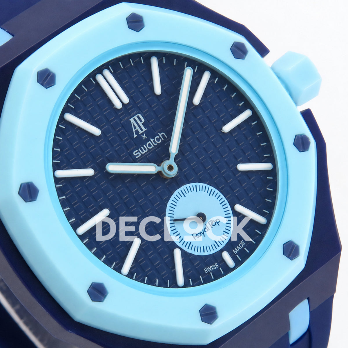 Swatch × Audemars Piguet Royal Pop Savonnette Lan Ba Replica — angled dial close-up