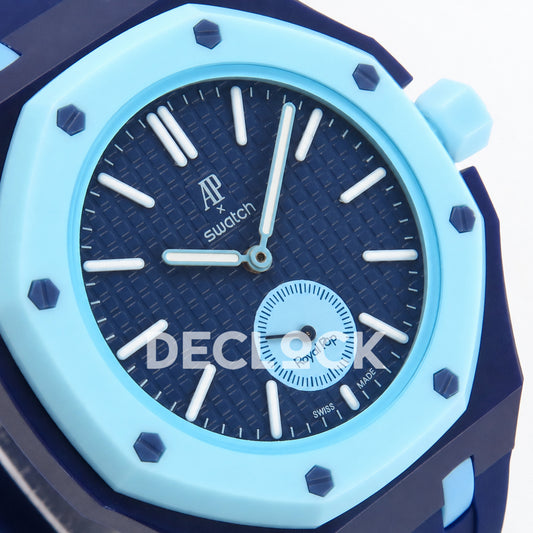 Swatch × Audemars Piguet Royal Pop Savonnette Lan Ba Replica — angled dial close-up