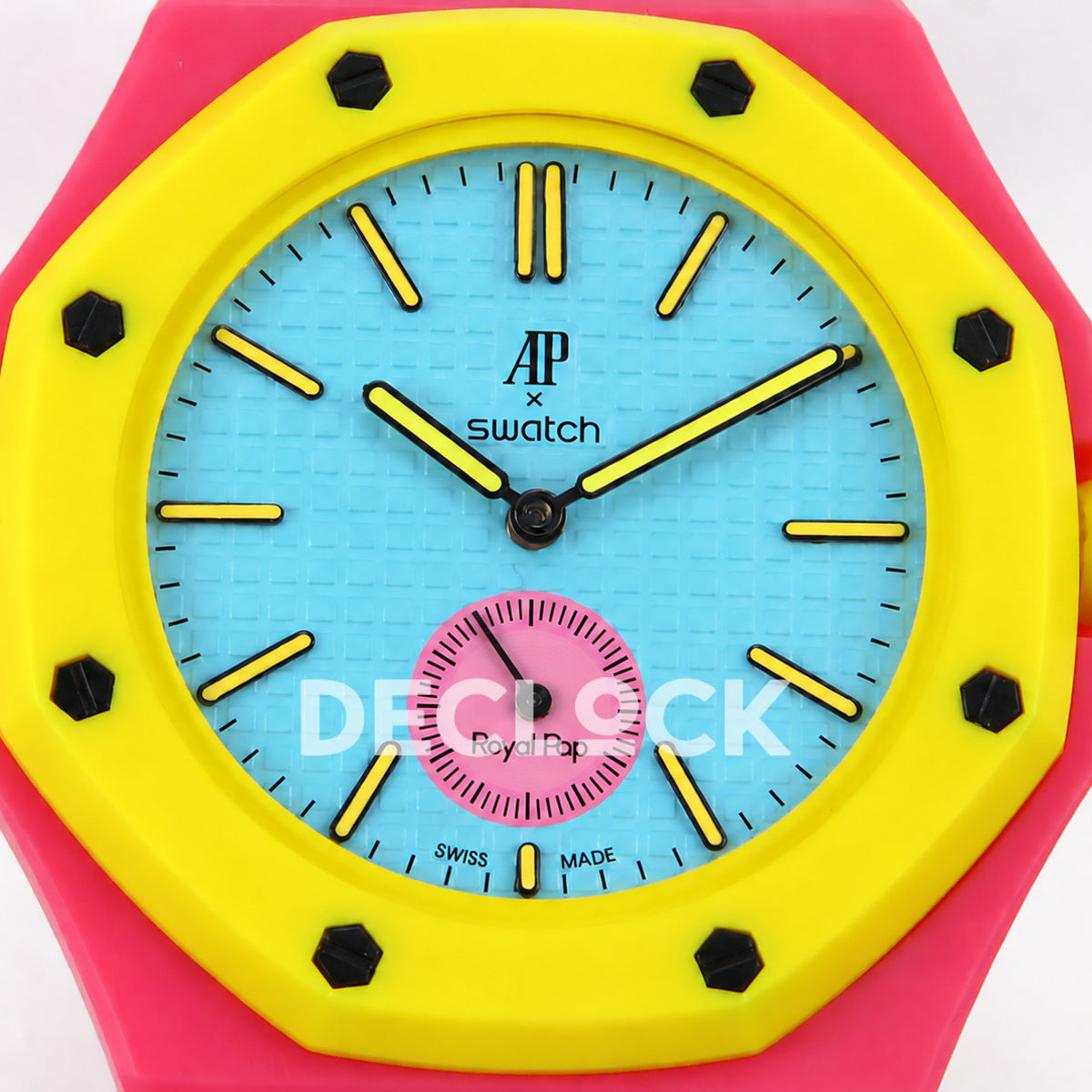 Swatch × Audemars Piguet Royal Pop Savonnette Otg Roz Replica — dial close-up