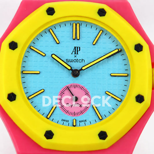 Swatch × Audemars Piguet Royal Pop Savonnette Otg Roz Replica — dial close-up