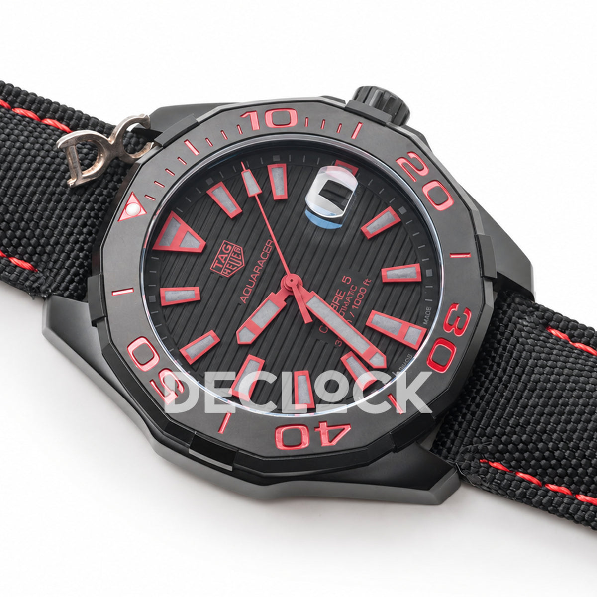 TAG Heuer Aquaracer Black Red 43mm Nylon Asian 2824