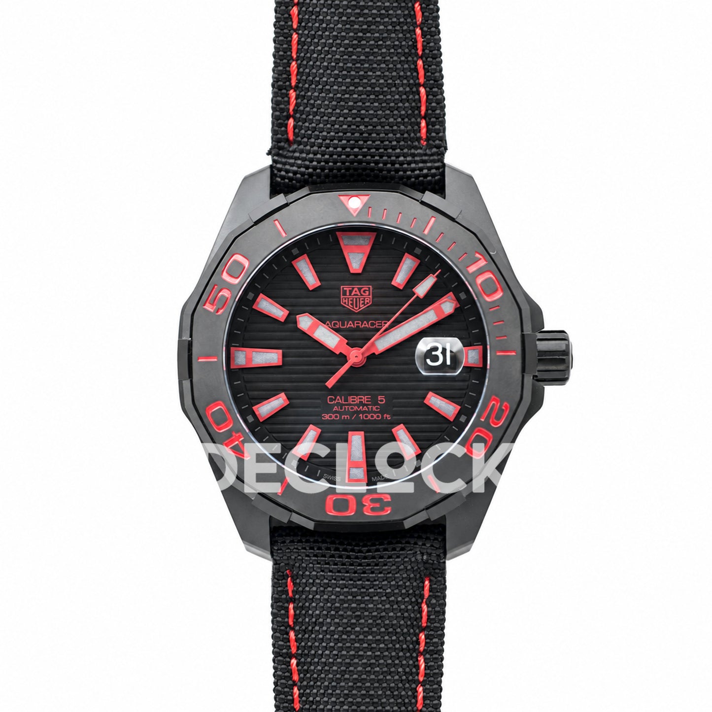 TAG Heuer Aquaracer Black Red 43mm Nylon Asian 2824