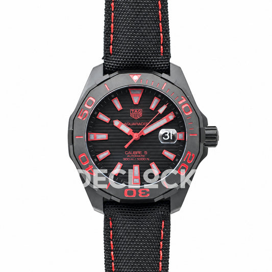 TAG Heuer Aquaracer Black Red 43mm Nylon Asian 2824