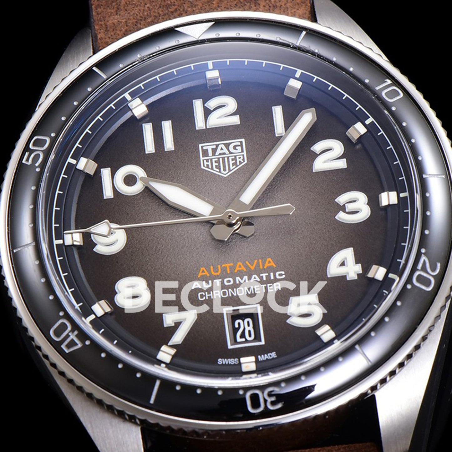 TAG Heuer Autavia Calibre 5 Black Dial 42mm Leather SW200