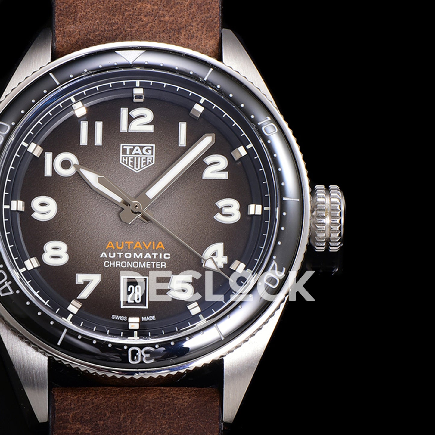 TAG Heuer Autavia Calibre 5 Black Dial 42mm Leather SW200