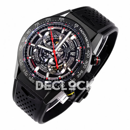TAG Heuer Carrera Heuer 01 Black Skeleton Red Accents 43mm Asian 1887