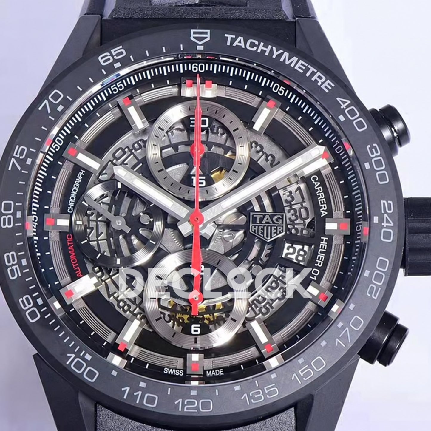 TAG Heuer Carrera Heuer 01 Black Skeleton Red Accents 43mm Asian 1887