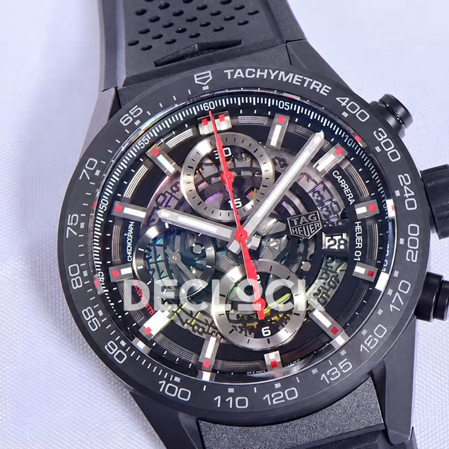 TAG Heuer Carrera Heuer 01 Black Skeleton Red Accents 43mm Asian 1887