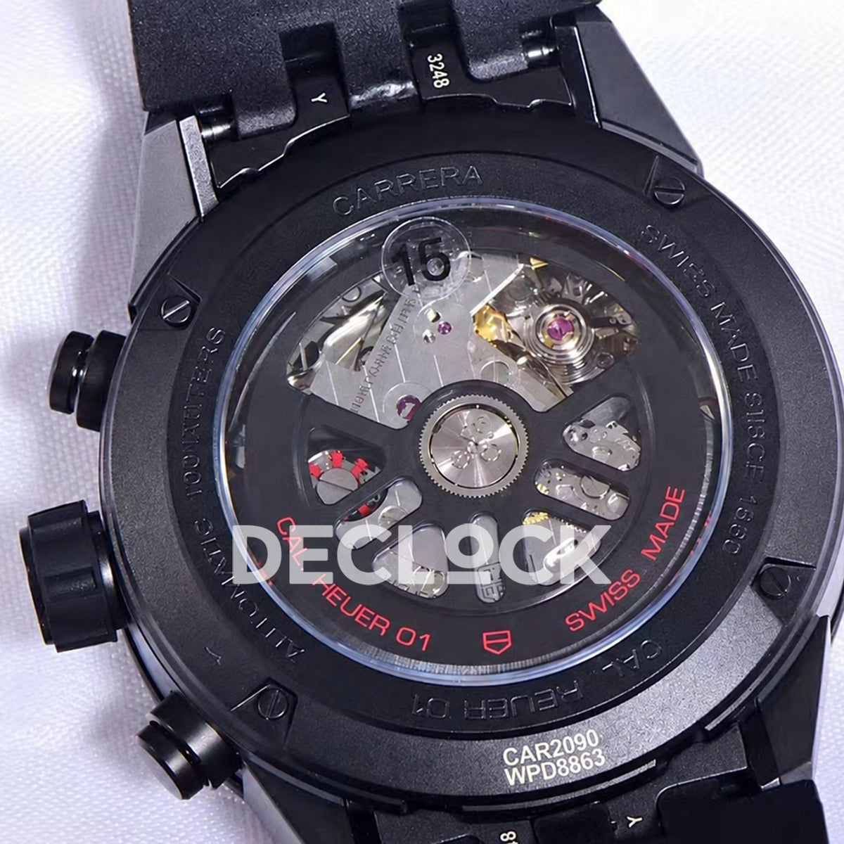 TAG Heuer Carrera Heuer 01 Black Skeleton Red Accents 43mm Asian 1887