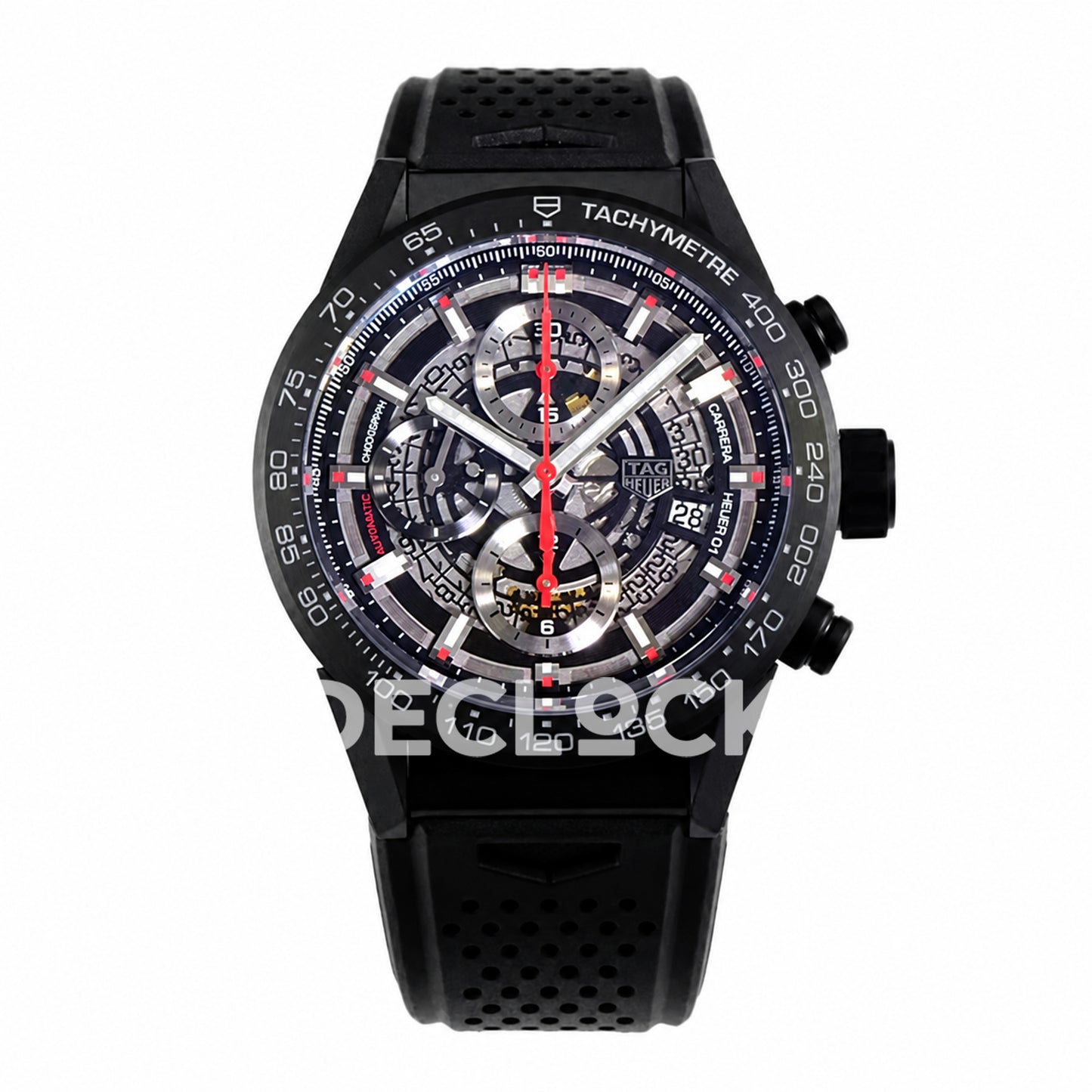 TAG Heuer Carrera Heuer 01 Black Skeleton Red Accents 43mm Asian 1887