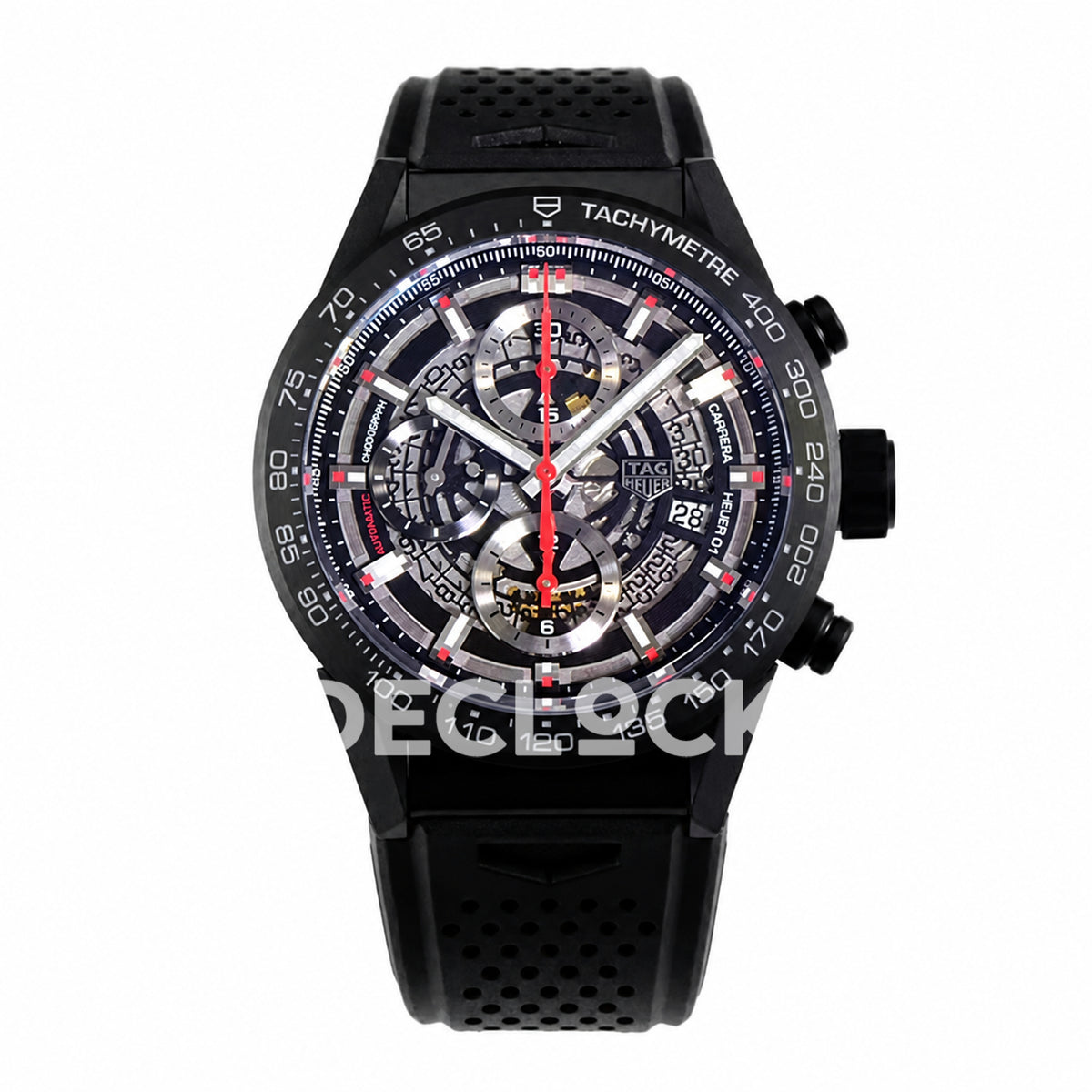 TAG Heuer Carrera Heuer 01 Black Skeleton Red Accents 43mm Asian 1887