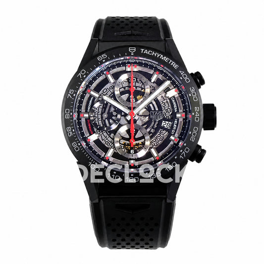 TAG Heuer Carrera Heuer 01 Black Skeleton Red Accents 43mm Asian 1887
