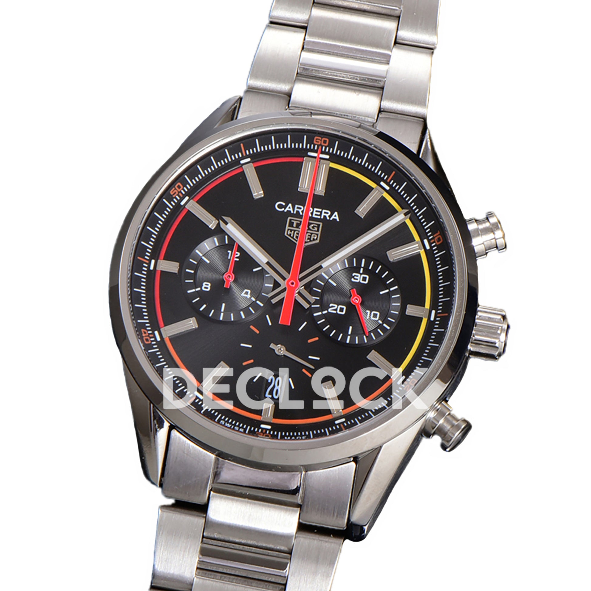 TAG Heuer Carrera Chronograph Black Dial 42mm Steel Bracelet VK63A Quartz